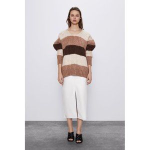 Zara Oversized Loose Fit Striped Sweater S